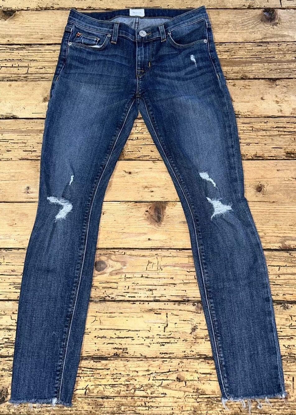 Hudson Womens Size 26Skinny Straight Distressed Dark Denim Wash Blue Jeans